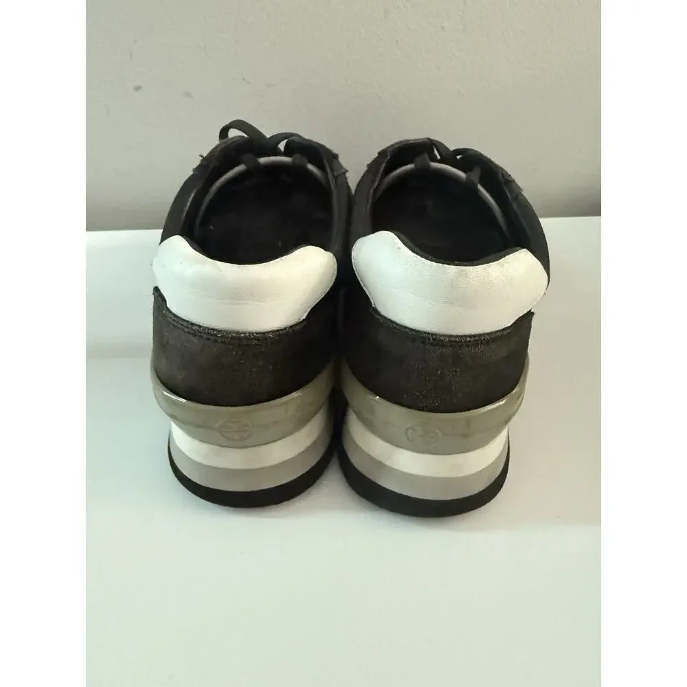 Tory Burch Women’s Sawtooth Logo Sneakers Black Suede Lace-Up Size 9